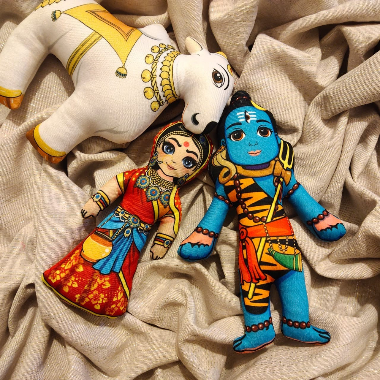 Shiv, Parvati and Nandi Doll Set